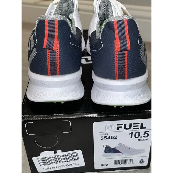 FootJoy FJ Fuel Men 10.5 M White/Navy/Lime Spikeless Golf Shoes 55452
