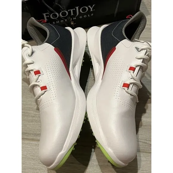 FootJoy FJ Fuel Men 10.5 M White/Navy/Lime Spikeless Golf Shoes 55452