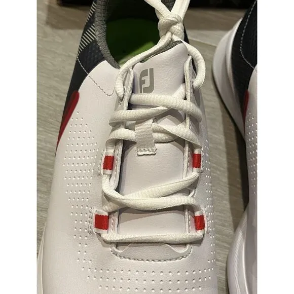 FootJoy FJ Fuel Men 10.5 M White/Navy/Lime Spikeless Golf Shoes 55452
