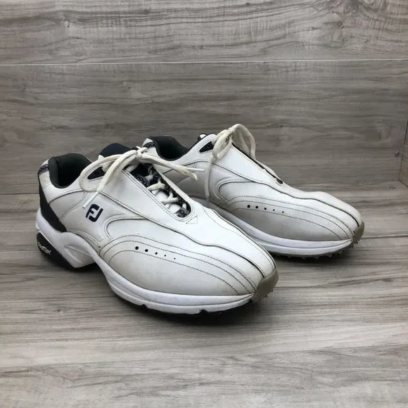 Footjoy Golf Shoes Men's 10 White Lace Up Soft Spike GreenJoy Cleat Sneakers