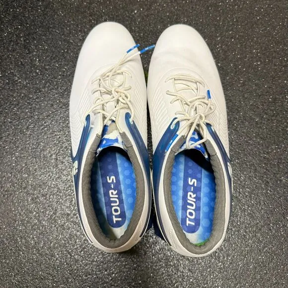 Footjoy Golf Shoes Men's 12 White Blue Spikes Launch Lace Up Comfort Logo
