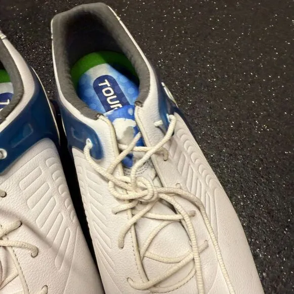 Footjoy Golf Shoes Men's 12 White Blue Spikes Launch Lace Up Comfort Logo