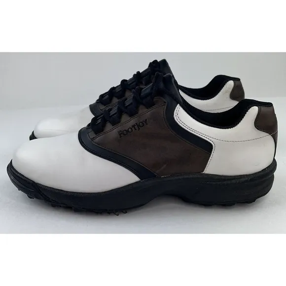 FootJoy GreenJoys Mens Golf Shoes Sz 11.5M 45516 White Brown Soft Spikes