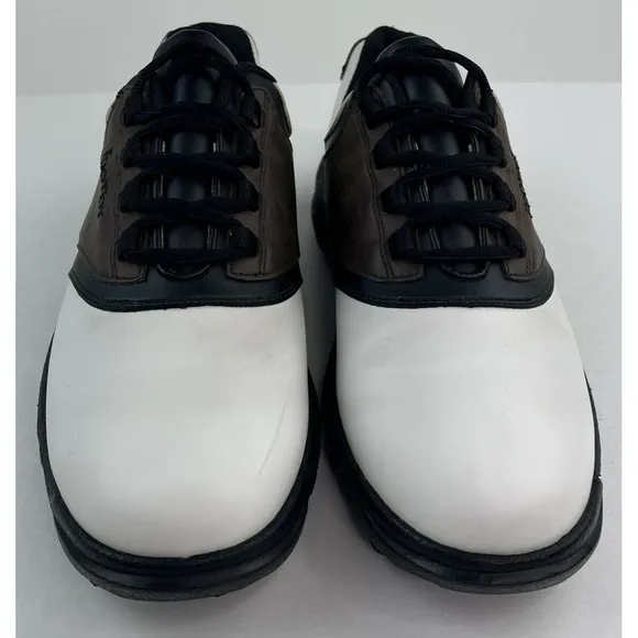 FootJoy GreenJoys Mens Golf Shoes Sz 11.5M 45516 White Brown Soft Spikes
