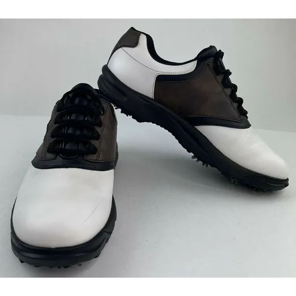 FootJoy GreenJoys Mens Golf Shoes Sz 11.5M 45516 White Brown Soft Spikes