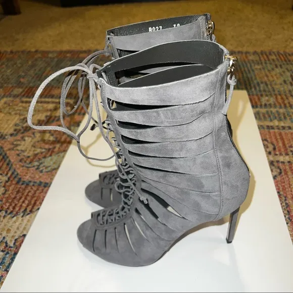Francesco Russo Lace Up Suede Heels