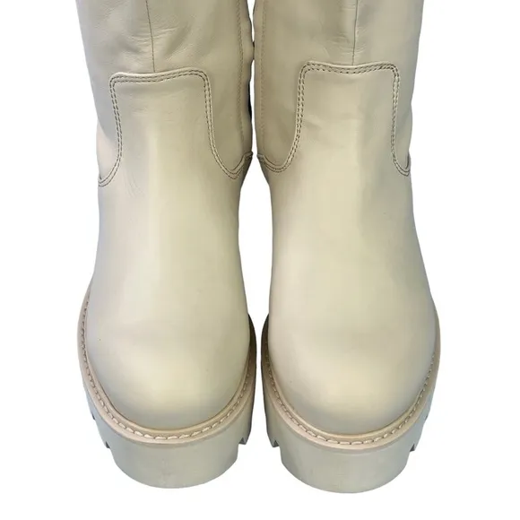 Franco Sarto Balin Leather Tall‎ Knee High Boot Wide Calf Zip Lug Sole Size 6.5