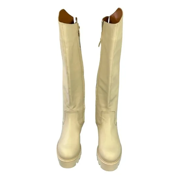 Franco Sarto Balin Leather Tall‎ Knee High Boot Wide Calf Zip Lug Sole Size 6.5