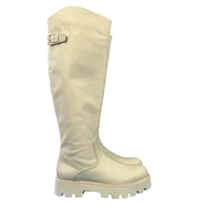 Franco Sarto Balin Leather Tall‎ Knee High Boot Wide Calf Zip Lug Sole Size 6.5