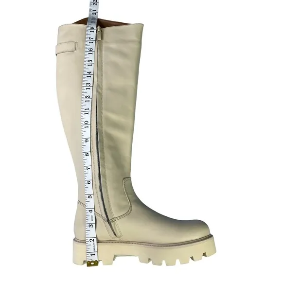 Franco Sarto Balin Leather Tall‎ Knee High Boot Wide Calf Zip Lug Sole Size 6.5