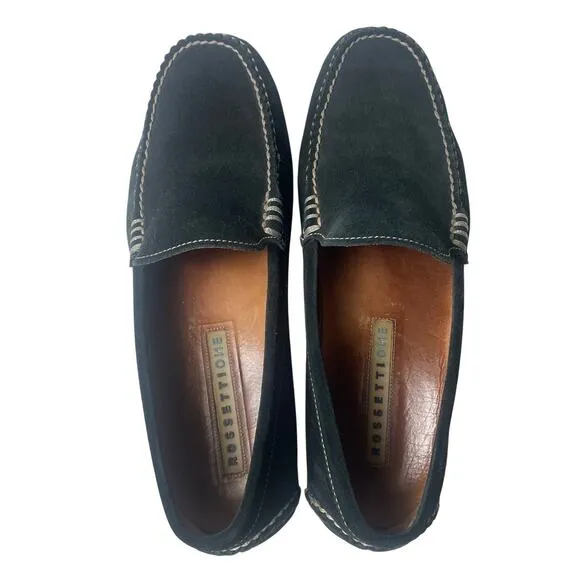 Fratelli Rossetti Men’s Green Suede Loafer SIZE 8.5 with White Stitching