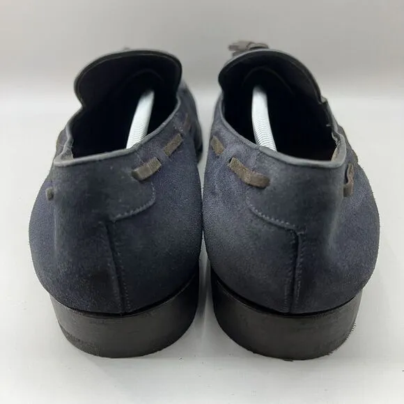 Fratelli Rossetti Brera Men Size 12 Shoes Navy Blue Suede Slip-On Tassel Loafers
