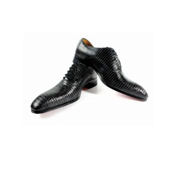 Fred Black Oxford Leather Shoes For Mens