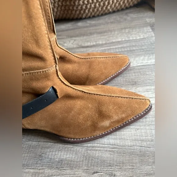 Free People Back-lace Sway Low Slouchy Boots NWOT Size US 9.5 Camel Suede