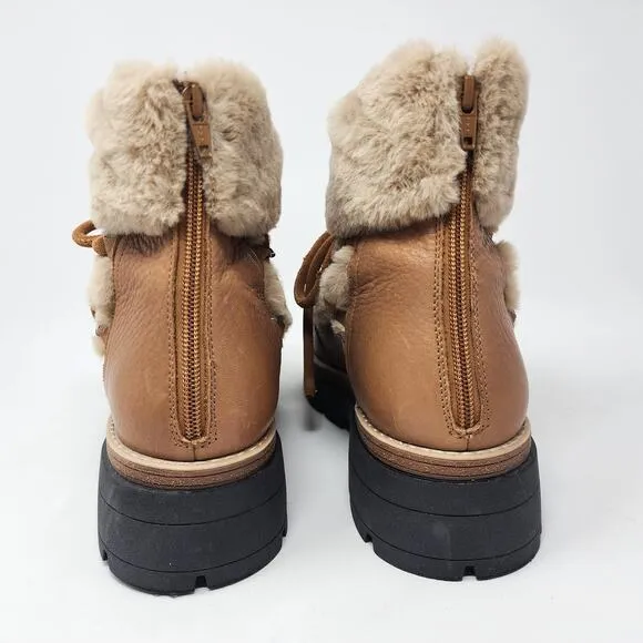 Free People Boots Women EU40/US9.5 Polar Queen Faux Fur Tan Leather Lug Sole