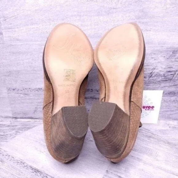 Free People Loveland Boho Suede Woven Ankle Boot Brown Women's sz 8