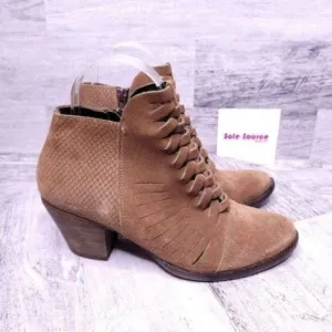 Free People Loveland Boho Suede Woven Ankle Boot Brown Women's sz 8