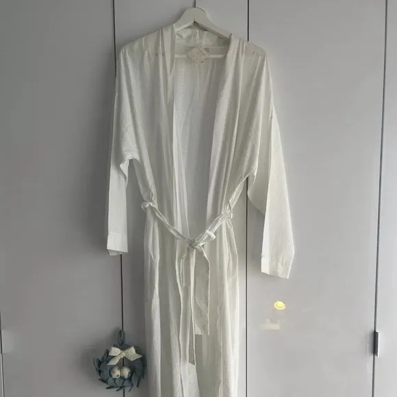 FROU FROU Cotton Robe Peignoir White Medium Loungewear Kimono