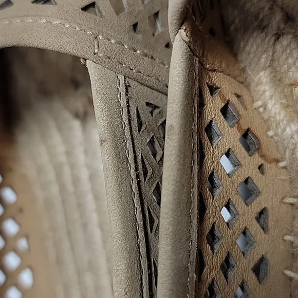 Frye Lee A Line Perforated Espadrille Flat Shoe Slip-On Slide-On Leather Tan 6.5
