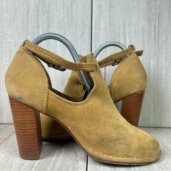 Frye Margaret Bootie Brown Suede Block Heeled Shootie Shoes Womens Size 7.5
