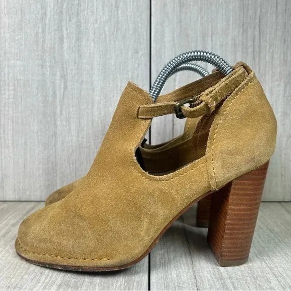 Frye Margaret Bootie Brown Suede Block Heeled Shootie Shoes Womens Size 7.5