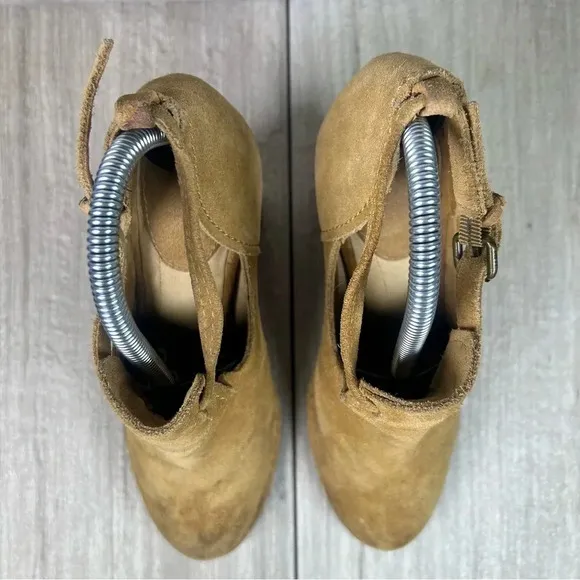 Frye Margaret Bootie Brown Suede Block Heeled Shootie Shoes Womens Size 7.5