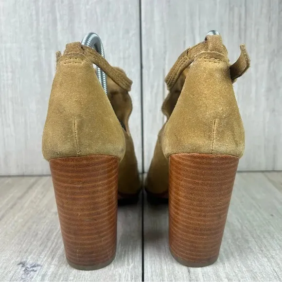 Frye Margaret Bootie Brown Suede Block Heeled Shootie Shoes Womens Size 7.5