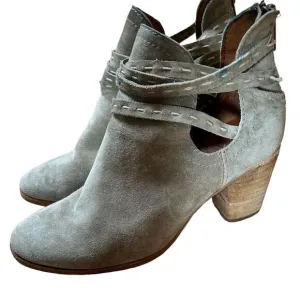 FRYE Women's Shoes Naomi Pickstitch Shootie Ankle Boot Ash Grey Suede Le…