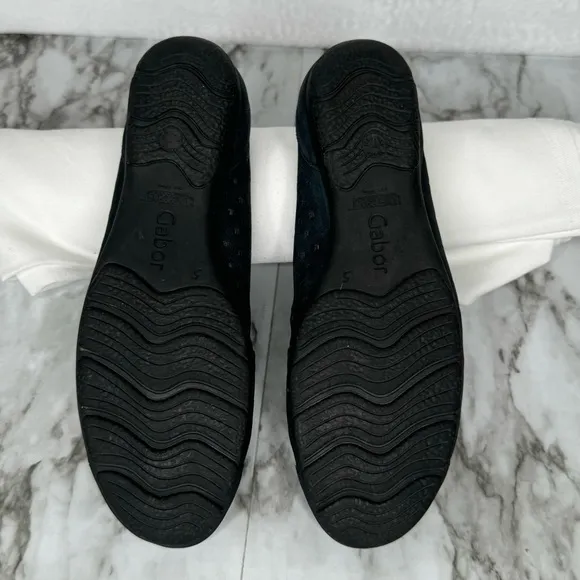 Gabor Nubuck Punched‎ Zip-Up Shoes in Dark Blue- Sz 5