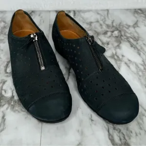 Gabor Nubuck Punched‎ Zip-Up Shoes in Dark Blue- Sz 5