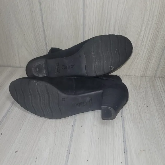 Gabor Womens Black Suede Leather Wedge Shoes Size 5.5