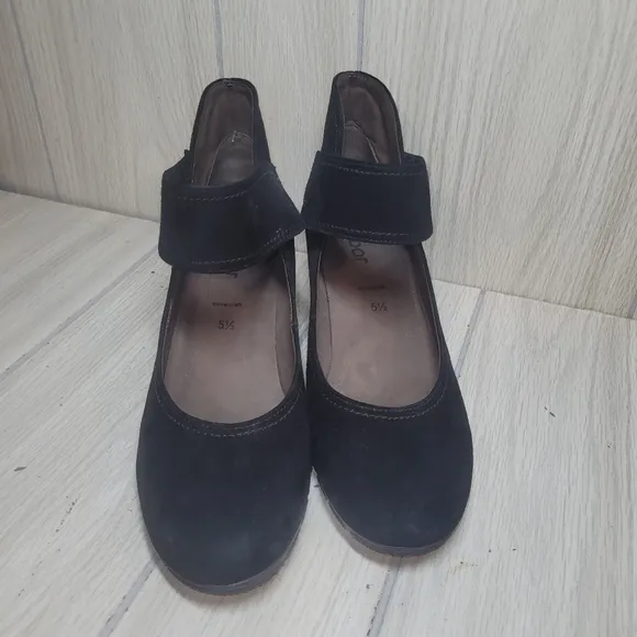 Gabor Womens Black Suede Leather Wedge Shoes Size 5.5