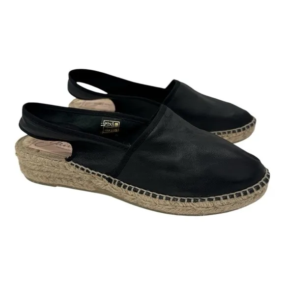 Gaimo Espadrille Black Sling Back Leather size 36 US 6