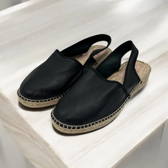 Gaimo Espadrille Black Sling Back Leather size 36 US 6
