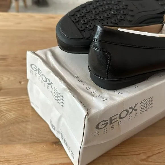 Geox Respira ELIDIA Leather Loafer Black Color NEW in box Women’s 9 US/ 39 EU