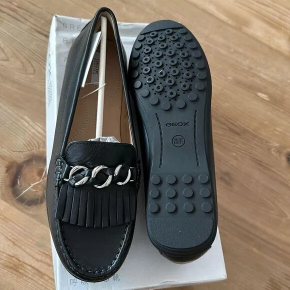 Geox Respira ELIDIA Leather Loafer Black Color NEW in box Women’s 9 US/ 39 EU