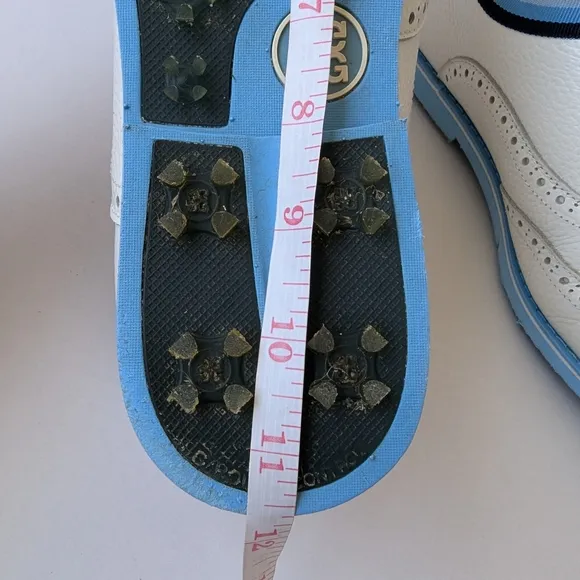 G/FORE White and Blue Athletic Shoes with Brogue Design