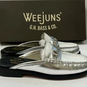 G.H. Bass &amp; Co. Weejuns Silver woman’s Loafers Size 6.5
