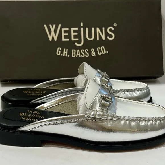 G.H. Bass &amp; Co. Weejuns Silver woman’s Loafers Size 6.5
