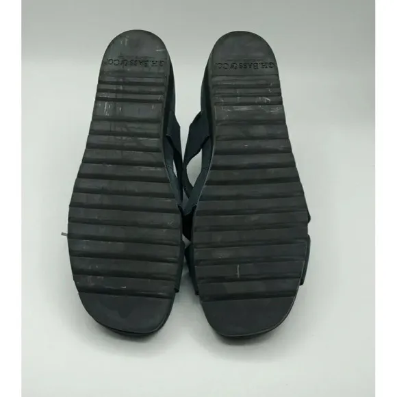 G.H. Bass Sandals Womens Azalea 9 Navy Blue Leather Suede Strappy Comfort Shoes