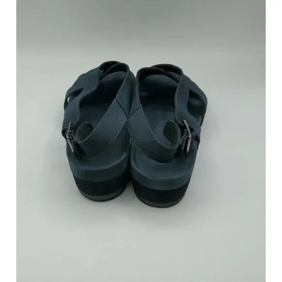 G.H. Bass Sandals Womens Azalea 9 Navy Blue Leather Suede Strappy Comfort Shoes