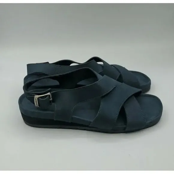 G.H. Bass Sandals Womens Azalea 9 Navy Blue Leather Suede Strappy Comfort Shoes