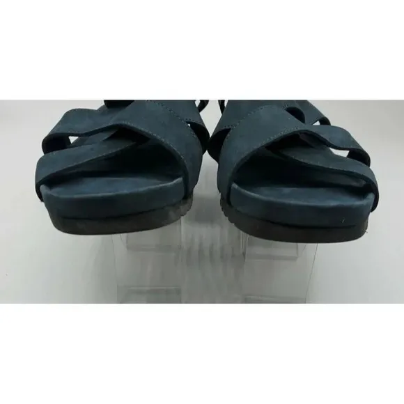 G.H. Bass Sandals Womens Azalea 9 Navy Blue Leather Suede Strappy Comfort Shoes