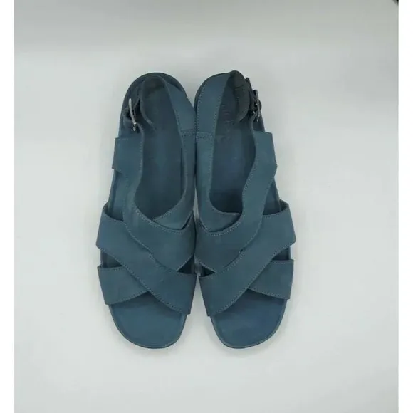 G.H. Bass Sandals Womens Azalea 9 Navy Blue Leather Suede Strappy Comfort Shoes