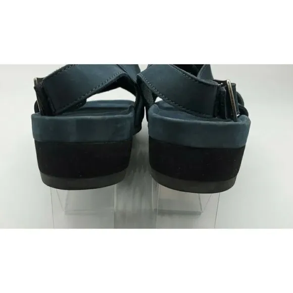 G.H. Bass Sandals Womens Azalea 9 Navy Blue Leather Suede Strappy Comfort Shoes