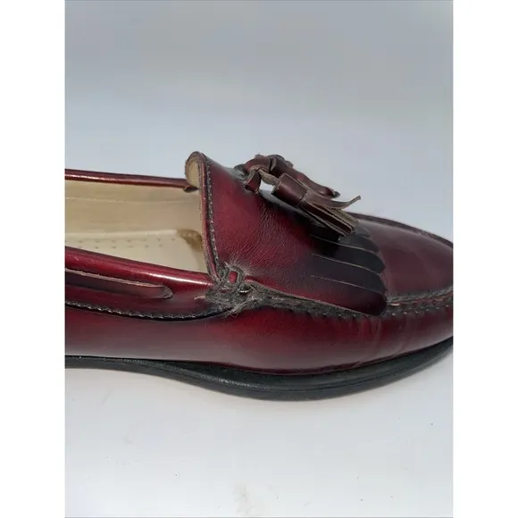 GH Bass Weejuns Kiltie Loafer Mens 12 D Burgundy Tasseled Dress Shoes USA