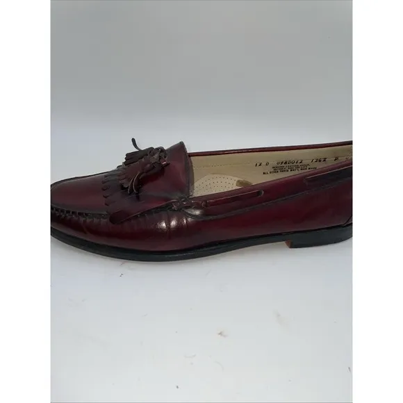 GH Bass Weejuns Kiltie Loafer Mens 12 D Burgundy Tasseled Dress Shoes USA