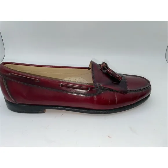 GH Bass Weejuns Kiltie Loafer Mens 12 D Burgundy Tasseled Dress Shoes USA