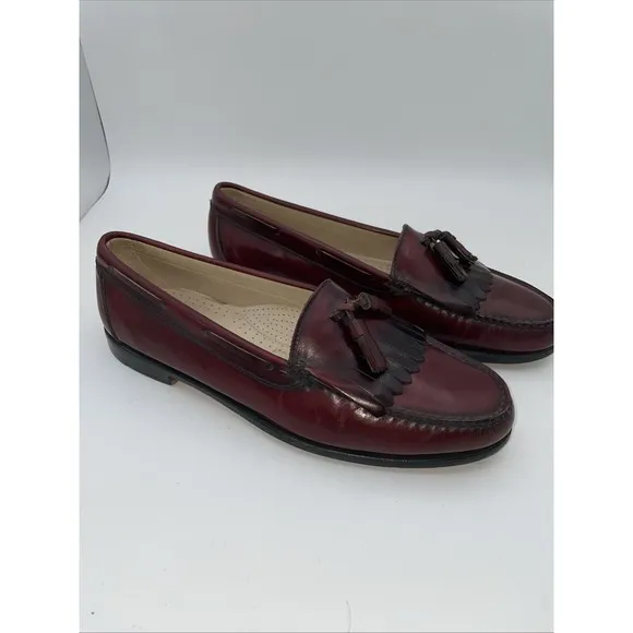 GH Bass Weejuns Kiltie Loafer Mens 12 D Burgundy Tasseled Dress Shoes USA