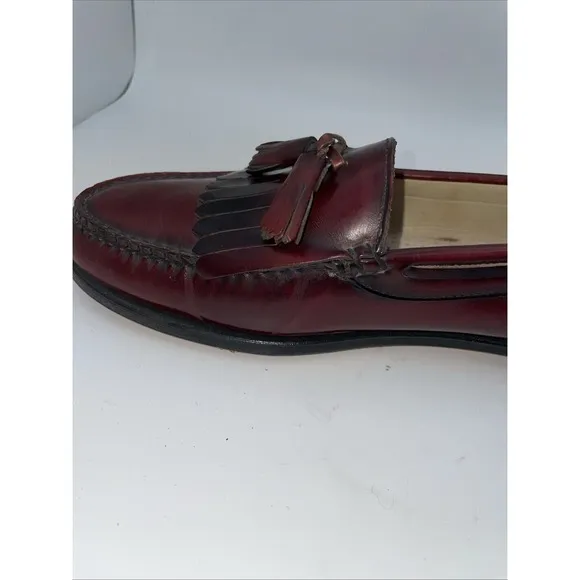 GH Bass Weejuns Kiltie Loafer Mens 12 D Burgundy Tasseled Dress Shoes USA